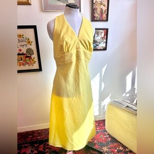 1970s Vintage Sunny Yellow Halter Back Day Dress